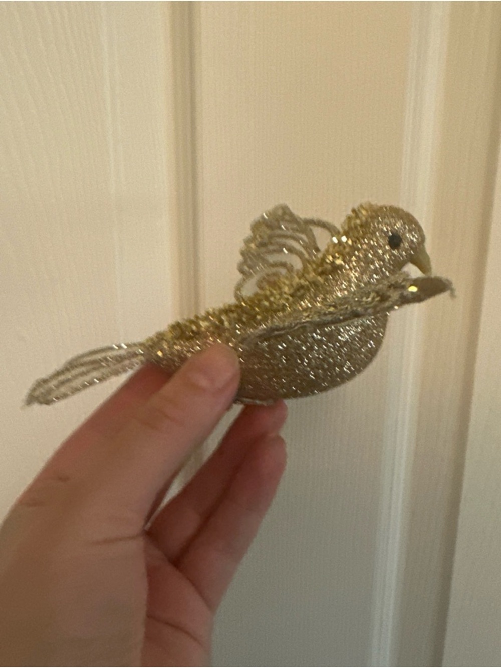 Gold Glitter Bird Ornament - Decorative Home Accent